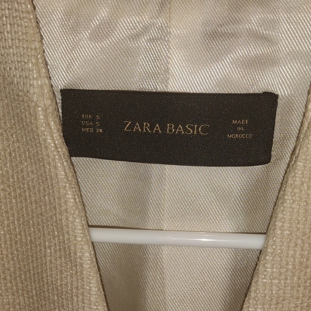 Tweed/Burlap Like Material Tan Zara Basic Blazer Preppy Old Money S - Picture 4 of 8